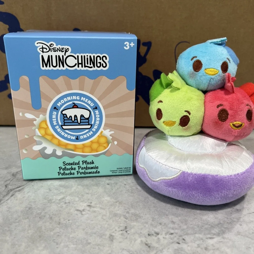 Disney Parks Munchlings Morning Menu Plush Huey Dewey Louie Cereal Bowl w/ Fruit